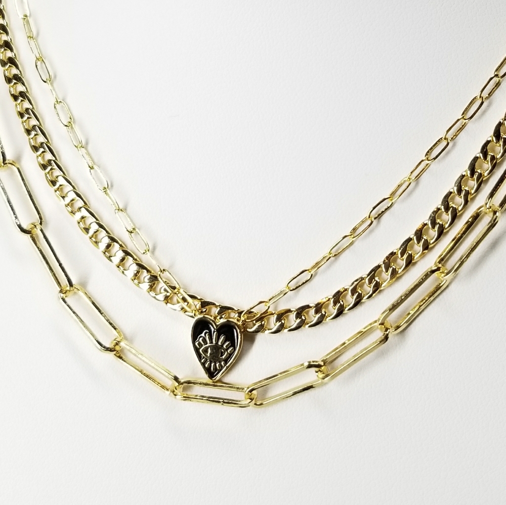 NEW Enamel Heart Evil Eye Paperclip Dainty… - Picture 3 of 10